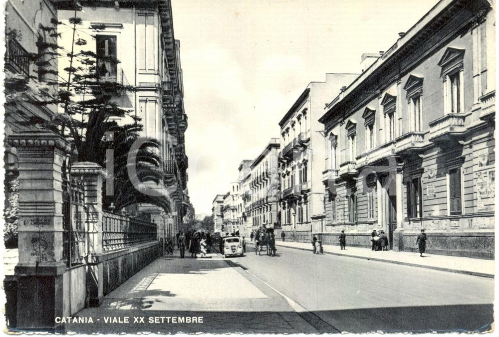 Cartolina originale da collezione 1948 CATANIA Scorcio laterale di viale XX SETTEMBRE *Cartolina ANIMATA FG VG 1