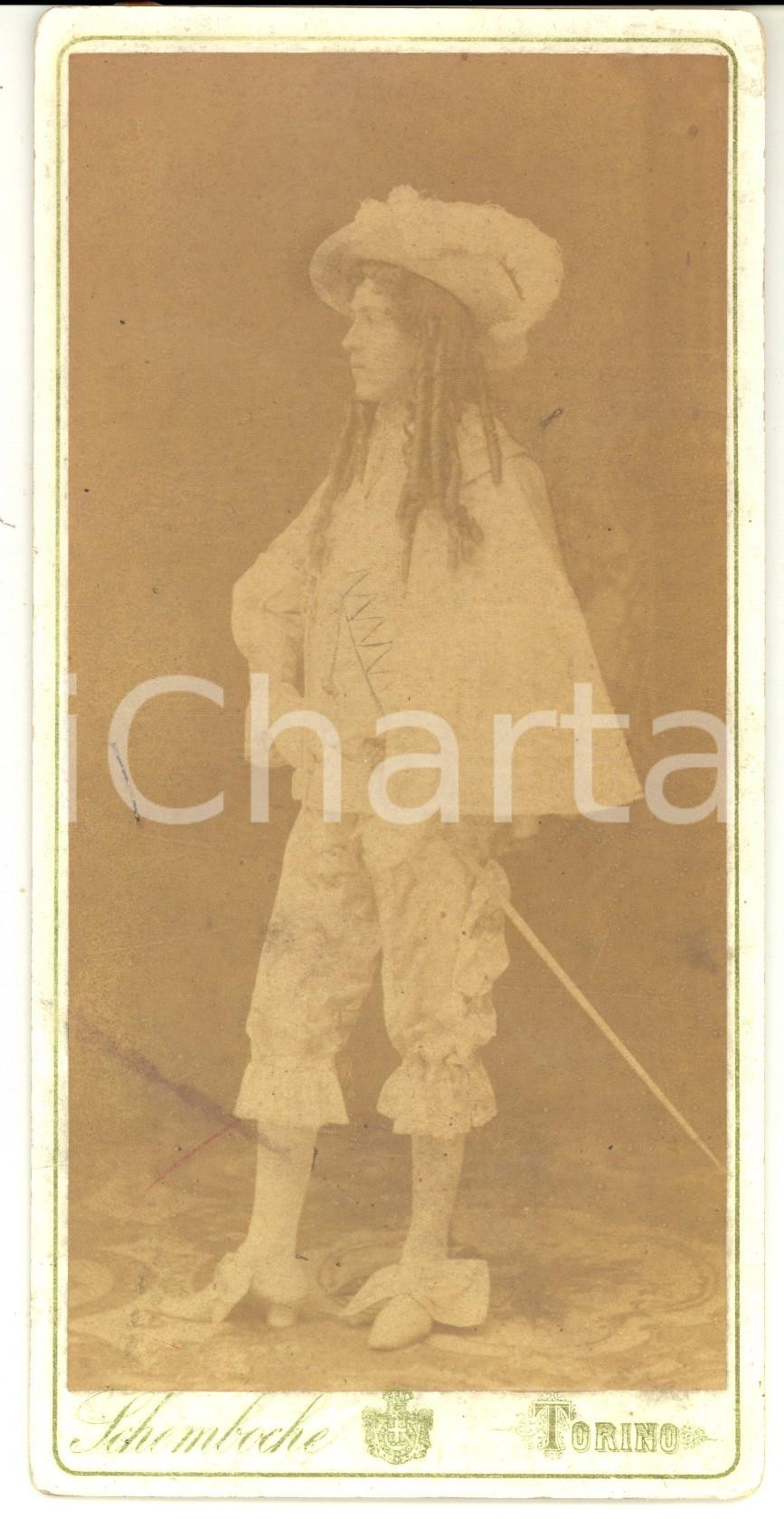 Fotografia d'epoca originale 1890 ca TORINO Ritratto di attore in costume di scena *Foto SCHEMBOCHE RARA 1
