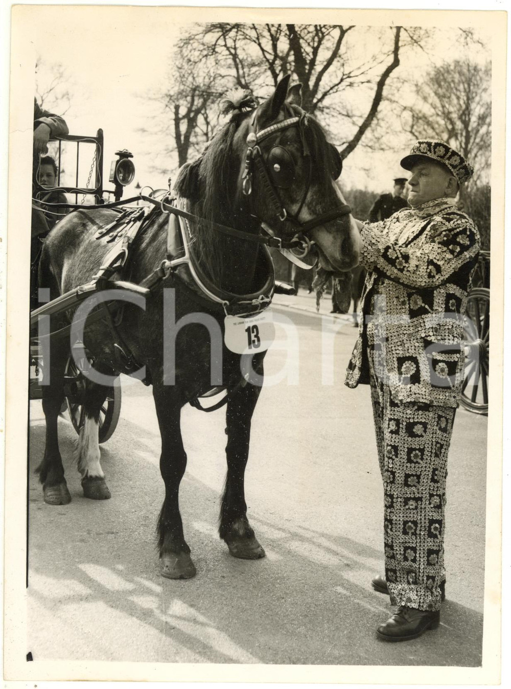 1954 LONDON Van Horse Parade - The Pearly King Francis Arthur CAULFIELD *Photo