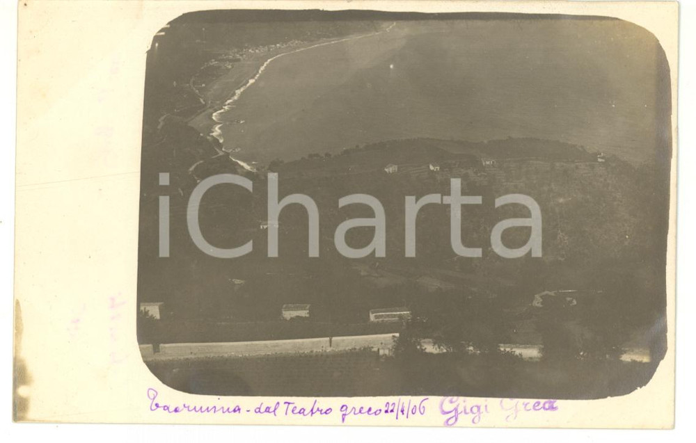 1906 TAORMINA Veduta panoramica verso il mare *Fotocartolina