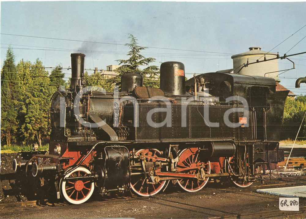 Fotografia d epoca originale 1975 ca FERROVIE STATO Locomotiva a vapore FS GR.880 Foto seriale 29x21 1