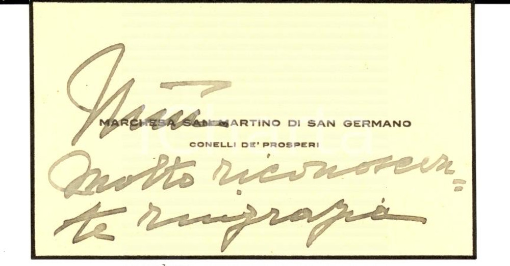 Oggetto da collezione cartaceo 1950 TORINO Biglietto marchesa CONELLI DE  PROSPERI SAN MARTINO DI SAN GERMANO 1