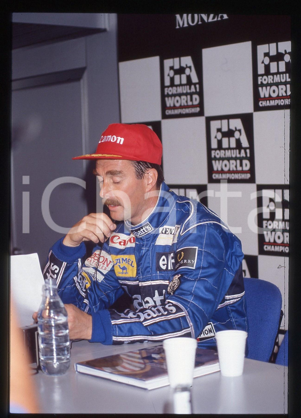 35mm vintage slide* 1991 GP MONZA Nigel MANSELL scuderia WILLIAMS-Sala stampa 2