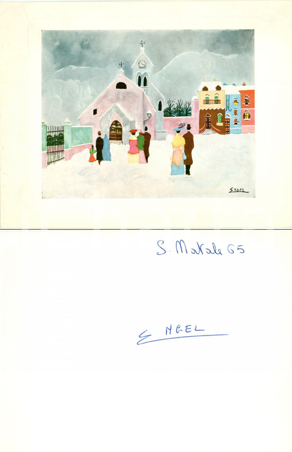 Autografo originale 1965 Pittore Charles ORVILLE ENGEL Biglietto AUTOGRAFO 1