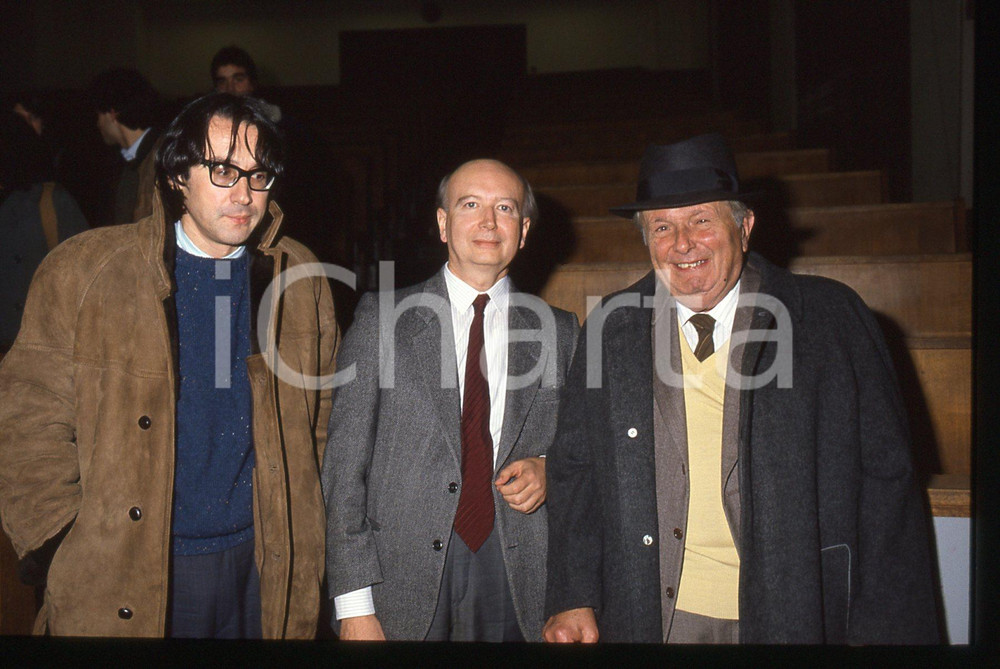 35mm vintage slide* 1985 ca MILANO Giulio GIORELLO Ludovico GEYMONAT Ritratto 4