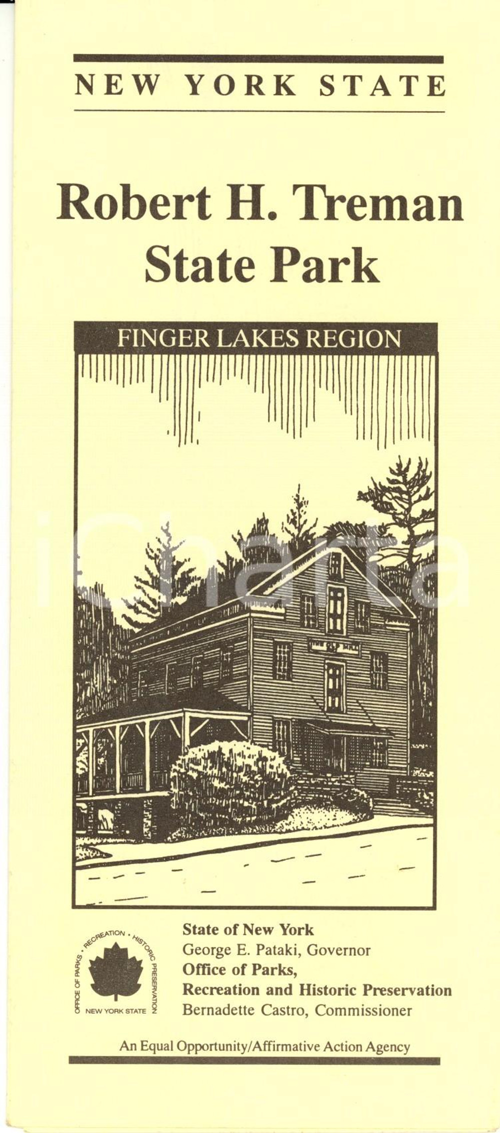 Materiale pubblicitario d’epoca 1955 ca ITHACA NEW YORK, USA Robert H. TREMAN State park Opuscolo con mappa 1