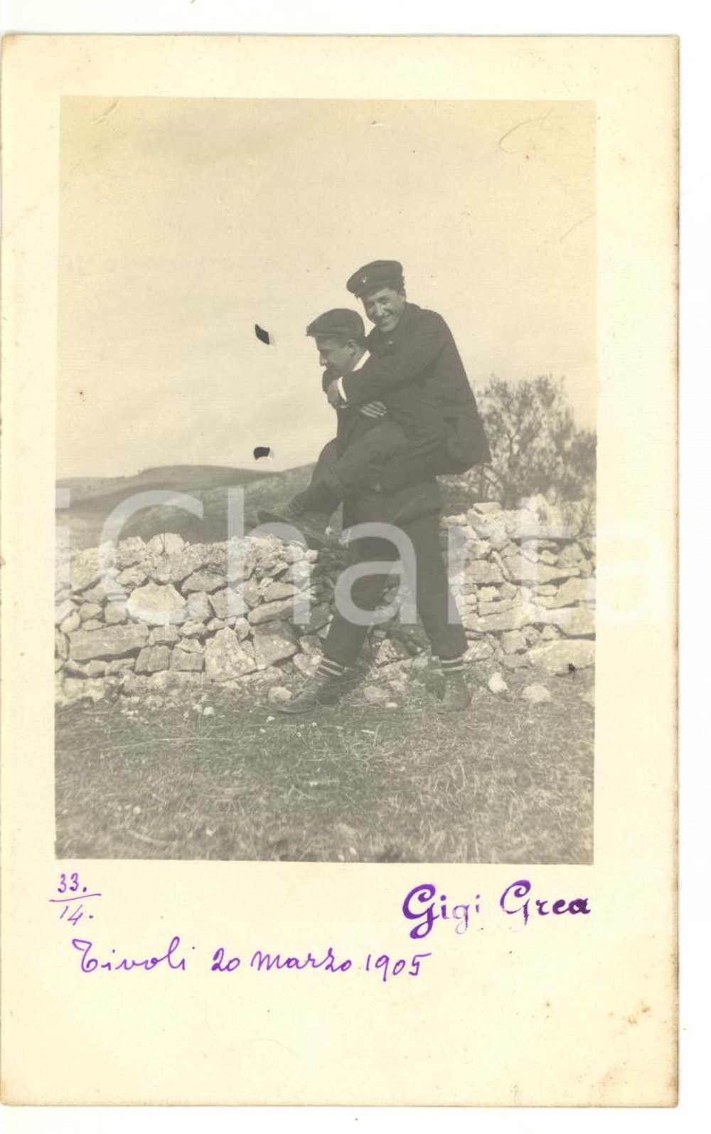 1905 TIVOLI Funzionari delle ferrovie a riposo *Fotocartolina VINTAGE