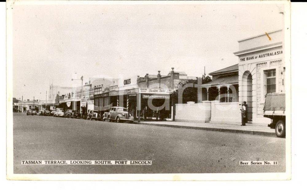Cartolina originale da collezione 1952 PORT LINCOLN AUSTRALIA Tasman Terrace  BANK OF AUSTRALASIA Postcard 1