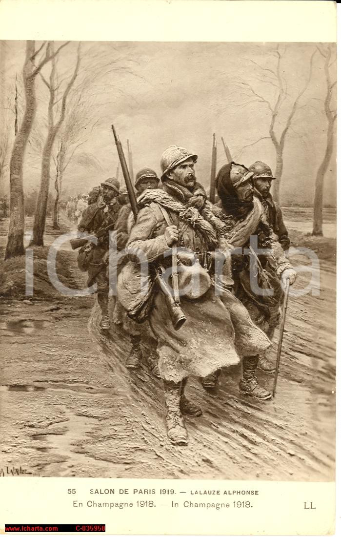 Cartolina originale da collezione En Champagne 1918, Lalauze Alphonse Salon Paris 1