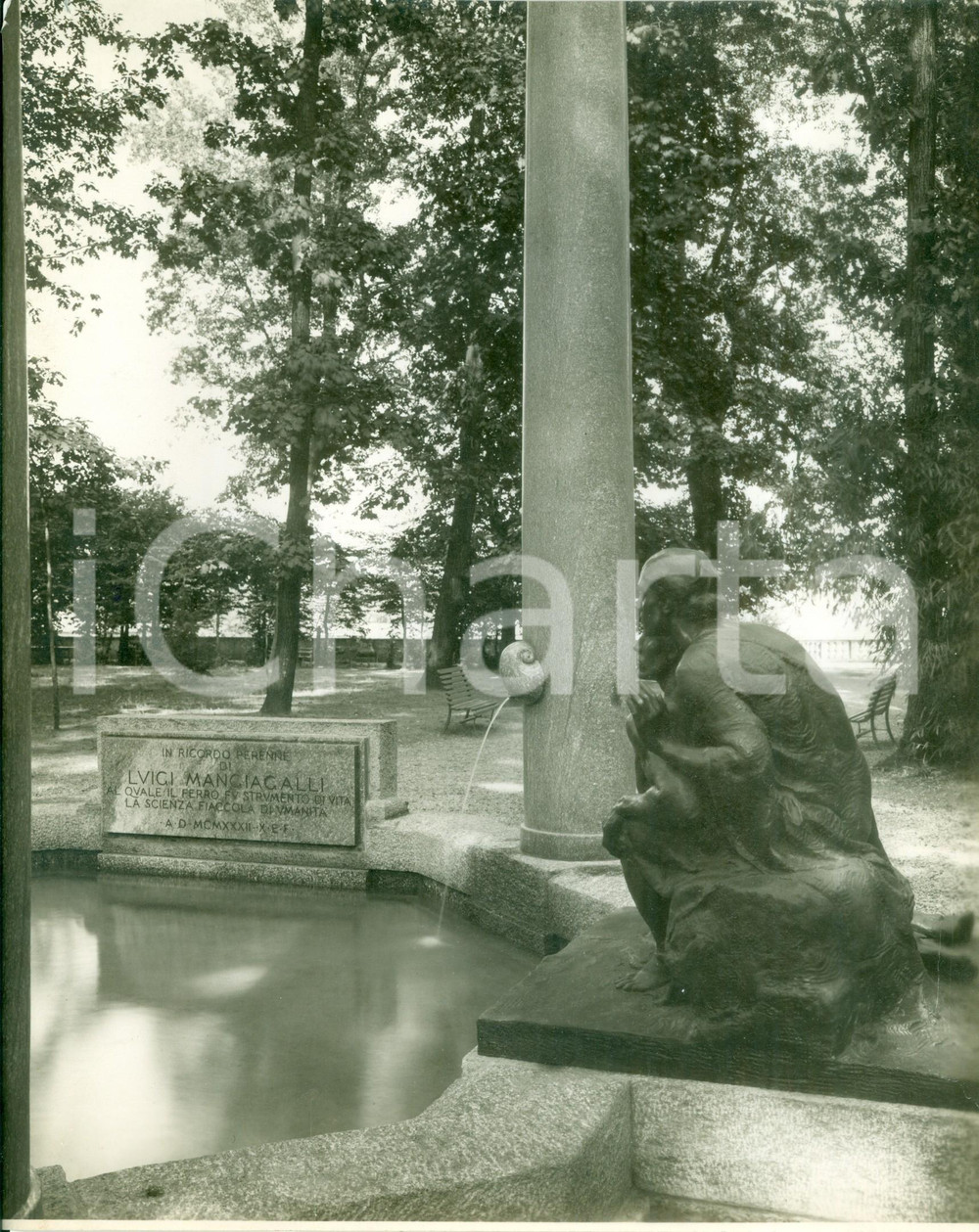 Fotografia d epoca originale 1932 OLGIATE OLONA VA Fontana a Luigi MANGIAGALLI Villa GREPPIGONZAGA Foto 1