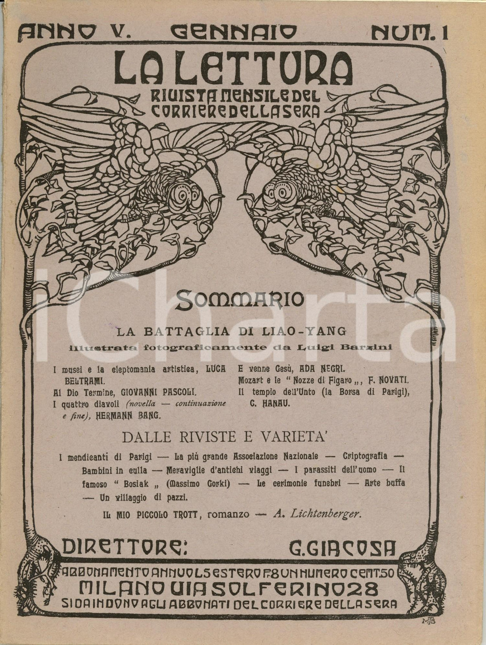 Giornale, rivista storica 1905 LA LETTURA La battaglia di LIAOYANG Rivista ILLUSTRATA Anno V n° 1 1