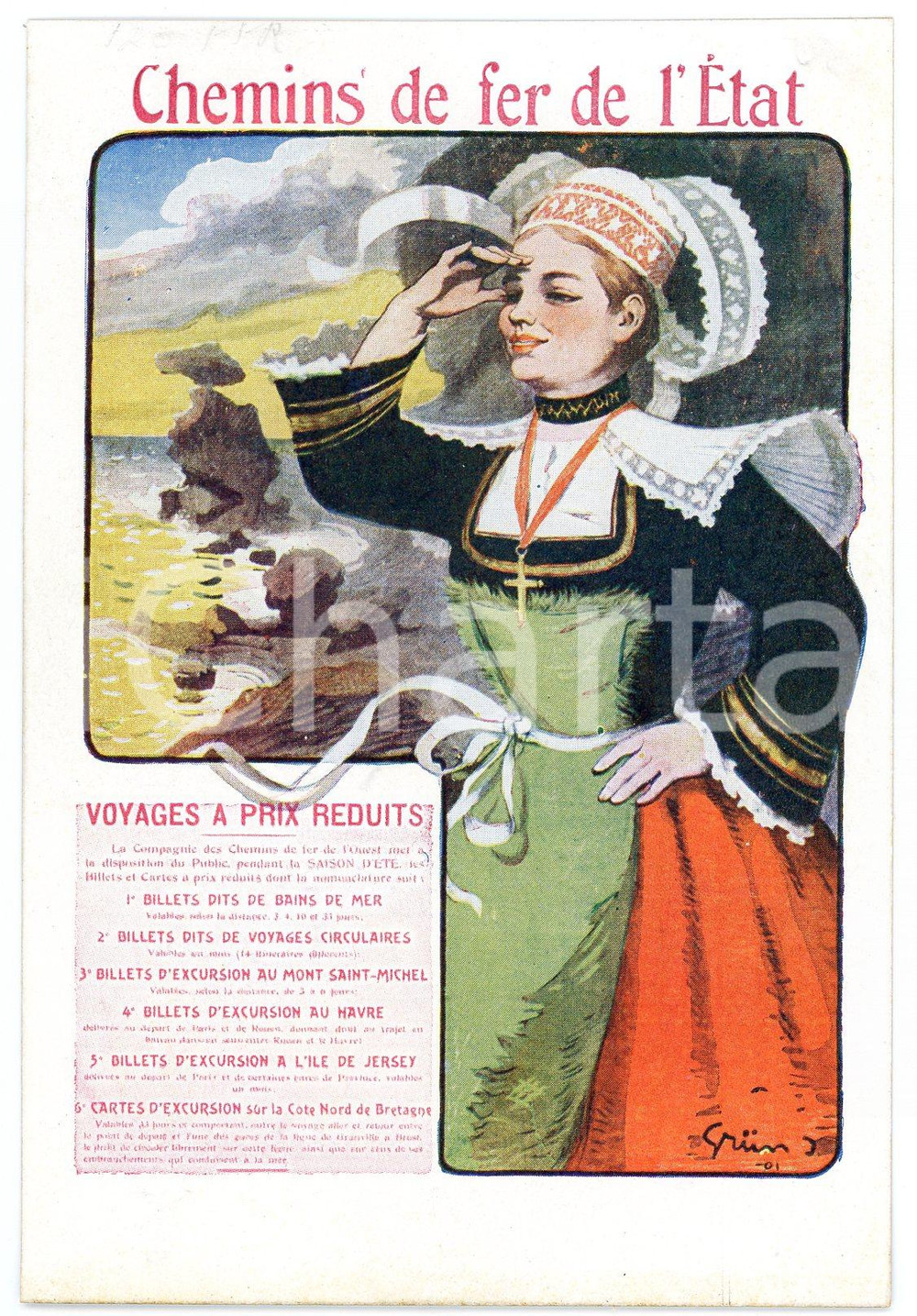 1910 ca CHEMIN DE FER DE L'ÉTAT Voyages a prix reduits - Carte postale FP NV  Cartolina postale d'epoca, non viaggiata.CONDIZIONI: FAIRFORMATO: FP    originale e autentica 1