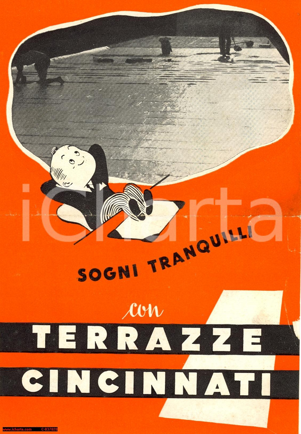 Materiale pubblicitario d’epoca 1950 ca MILANO Compagnia Italiana CINCINNATI Manto corazzato per terrazze 1