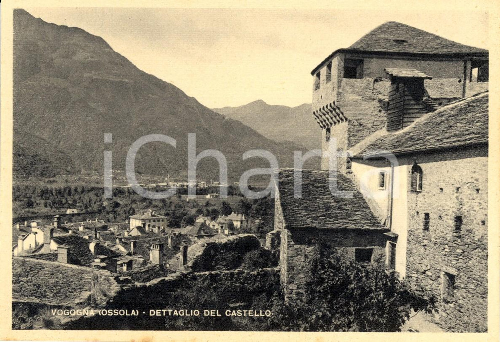 Cartolina originale da collezione 1940 ca VOGOGNA (VB) Veduta del castello e della vallata *Cartolina FG NV 1