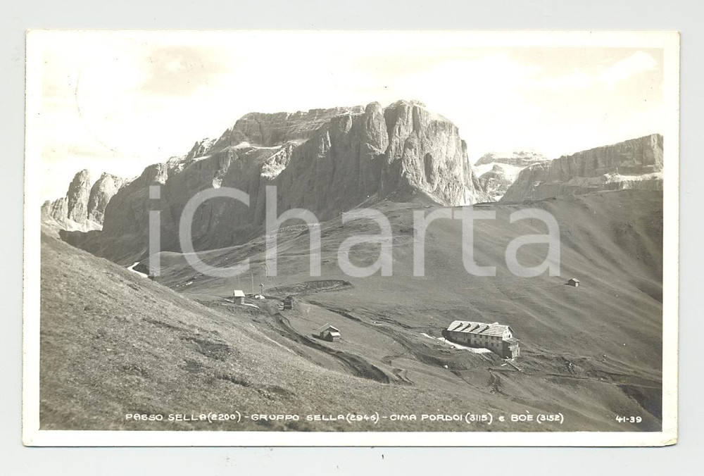 Cartolina originale da collezione 1934 Passo Sella e Cima Pordoi, Panorama d epoca 1