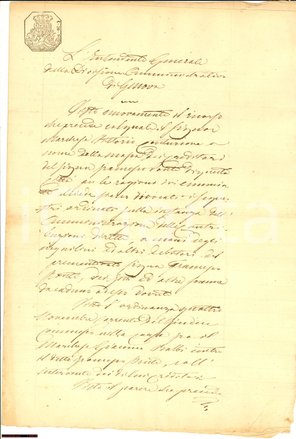 Documento originale, autentico 1895 GENOVA Sequestro affitti arretrati Francesco PONTI 1