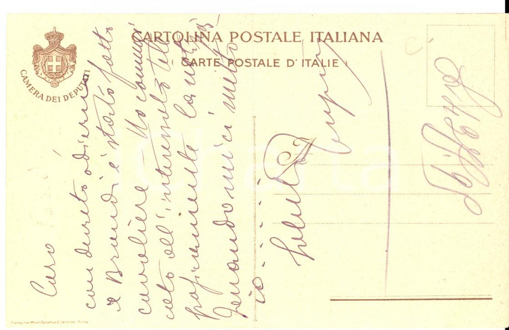 Autografo originale 1922  ROMA On. Umberto TUPINI sulla nomina del cav. BRONDI Autografo 1