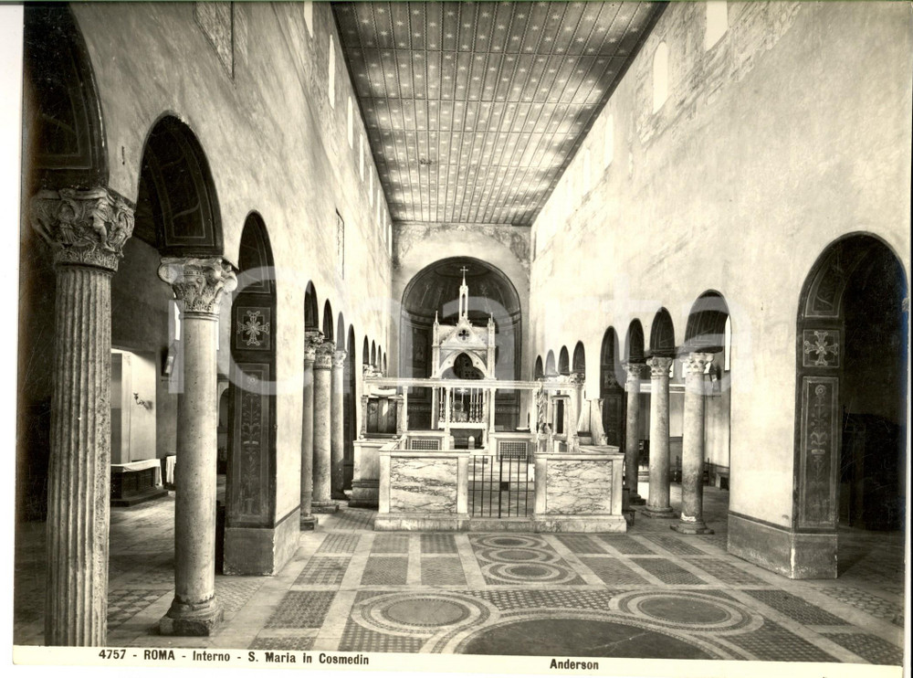 Fotografia d epoca originale 1950 ca ROMA SANTA MARIA IN COSMEDIN  Interno Foto ANDERSON 25x19 cm 1