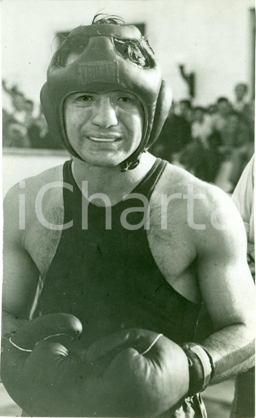 Fotografia d epoca originale 1938 MILANO Boxe Pugile Saverio TURIELLO con casco EVERLAST Fotografia 1