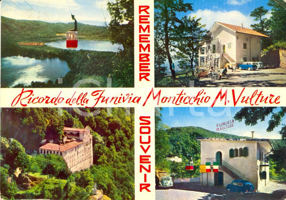 Cartolina originale da collezione 1965 ca RIONERO IN VULTURE (PZ) Funivia MONTICCHIO Vedutine *Cartolina FG VG 1