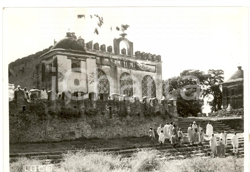 Fotografia d epoca originale 1930 ca AXUM ETIOPIA ENDA MARIAN TZION dove si incoronavano i Negus Foto 1