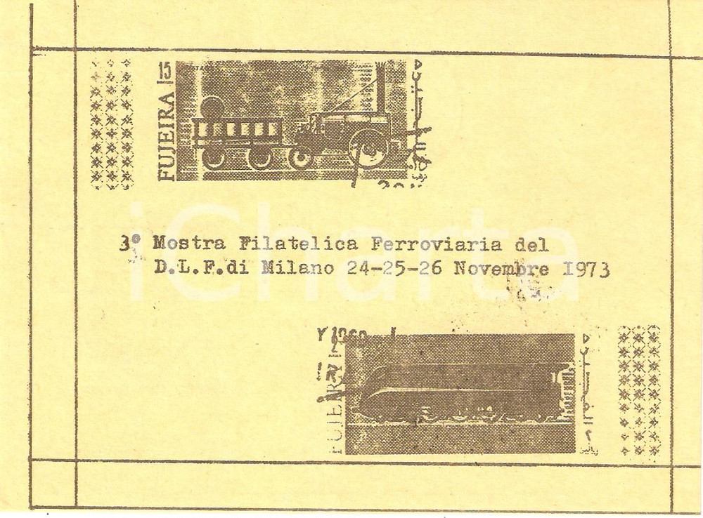 Cartolina originale da collezione 1973 MILANO 3Â° Mostra Filatelica Ferroviaria DLF Dopolavoro ferroviario *FG 1