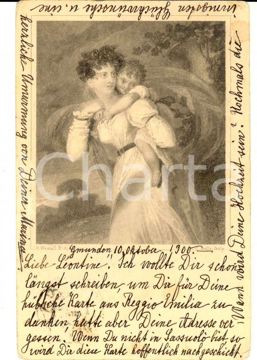 Autografo originale 1900 GMUNDEN (AU) Cartolina a Leontina GIACOBAZZI VISTARINO dalla parente Marina 1