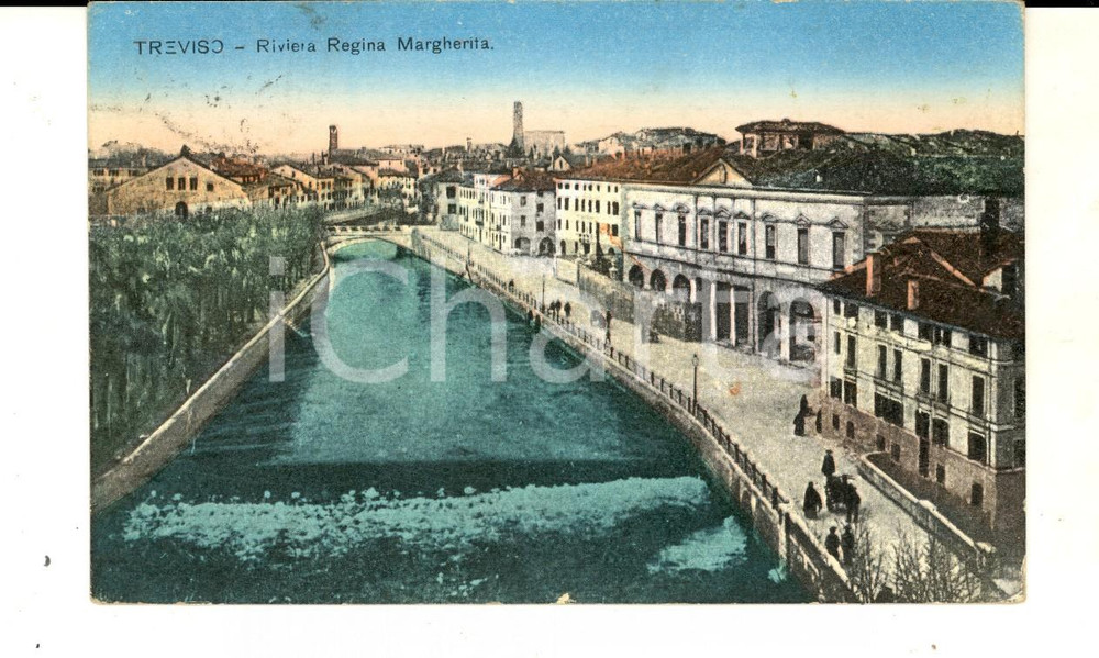 Cartolina originale da collezione 1917 TREVISO Veduta della Riviera Regina Margherita Cartolina postale FP VG 1