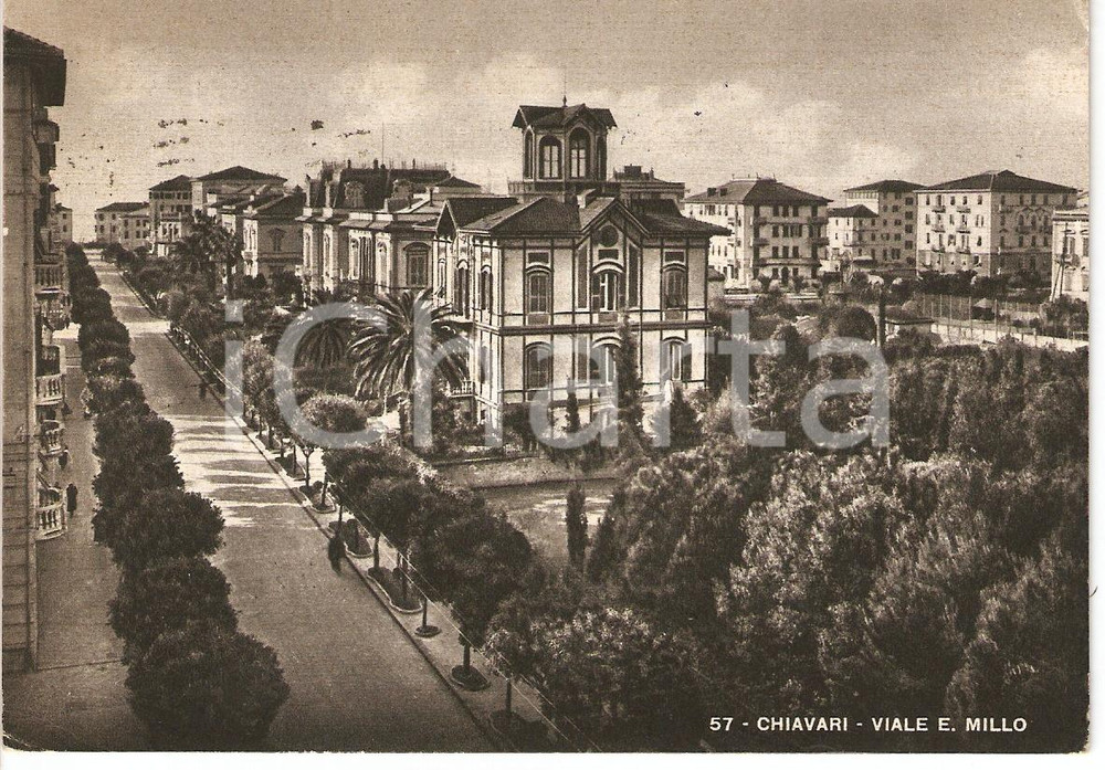 Cartolina originale da collezione 1952 CHIAVARI GE Scorcio di Viale ENRICO MILLO Cartolina FG VG 1