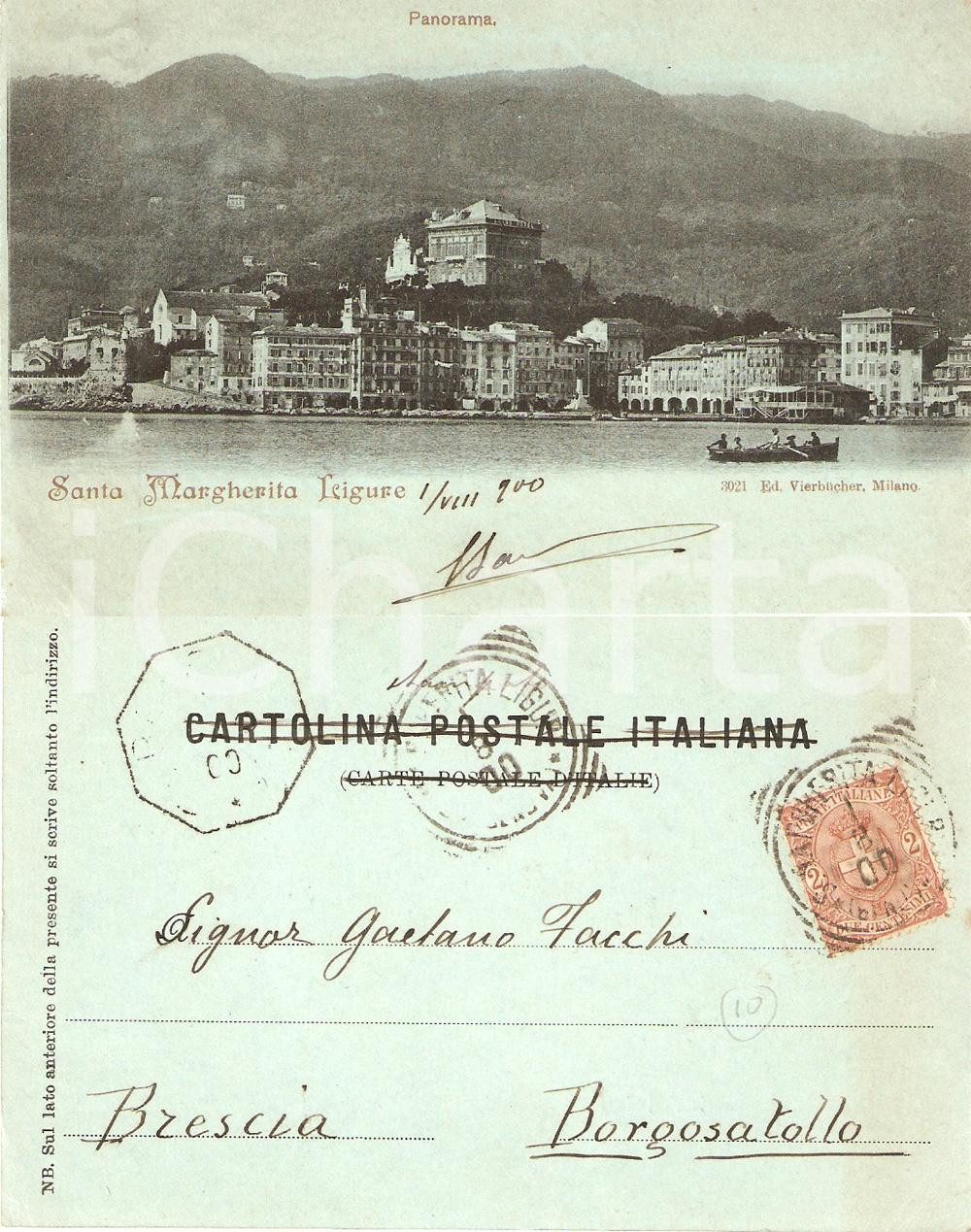 Cartolina originale da collezione 1900 SANTA MARGHERITA LIGURE GE Panorama Cartolina FP VG 1