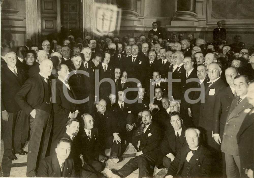 Fotografia d epoca originale 1933 ROMA Palazzo VENEZIA DUCE riceve membri lotta antitubercolare per l anno XI 1