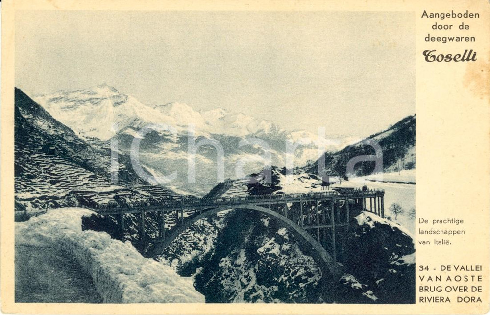 Cartolina originale da collezione 1920 ca EXILLES (TO) Ponte sulla DORA RIPARIA Cartolina pubblicitaria TOSELLI FP 1