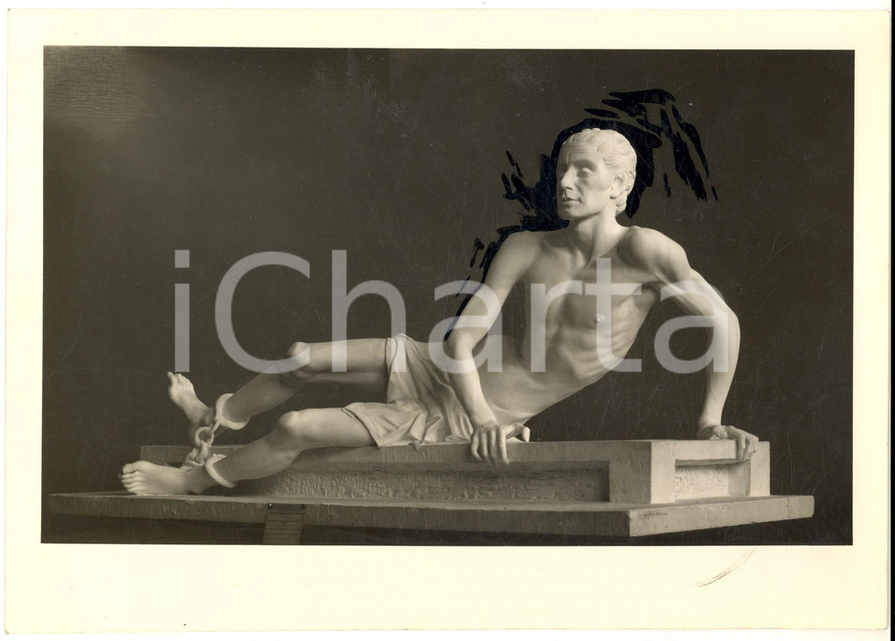 Fotografia d epoca originale 1934 VERONA Nino GOTTARDI Conte Federico CONFALONIERI Foto coeva scultura 1