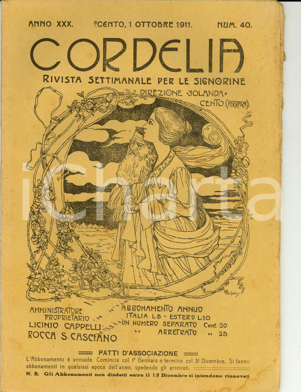 Giornale, rivista storica 1911 CORDELIA Vittorio ALFIERI e la sua 'Vita' *Rivista Anno XXX nÂ° 40 1
