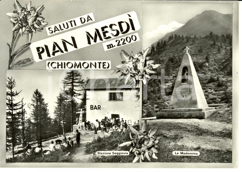 Cartolina originale da collezione 1959 CHIOMONTE (TO) Vedutine di PIAN MESDI' *Cartolina FG VG 1