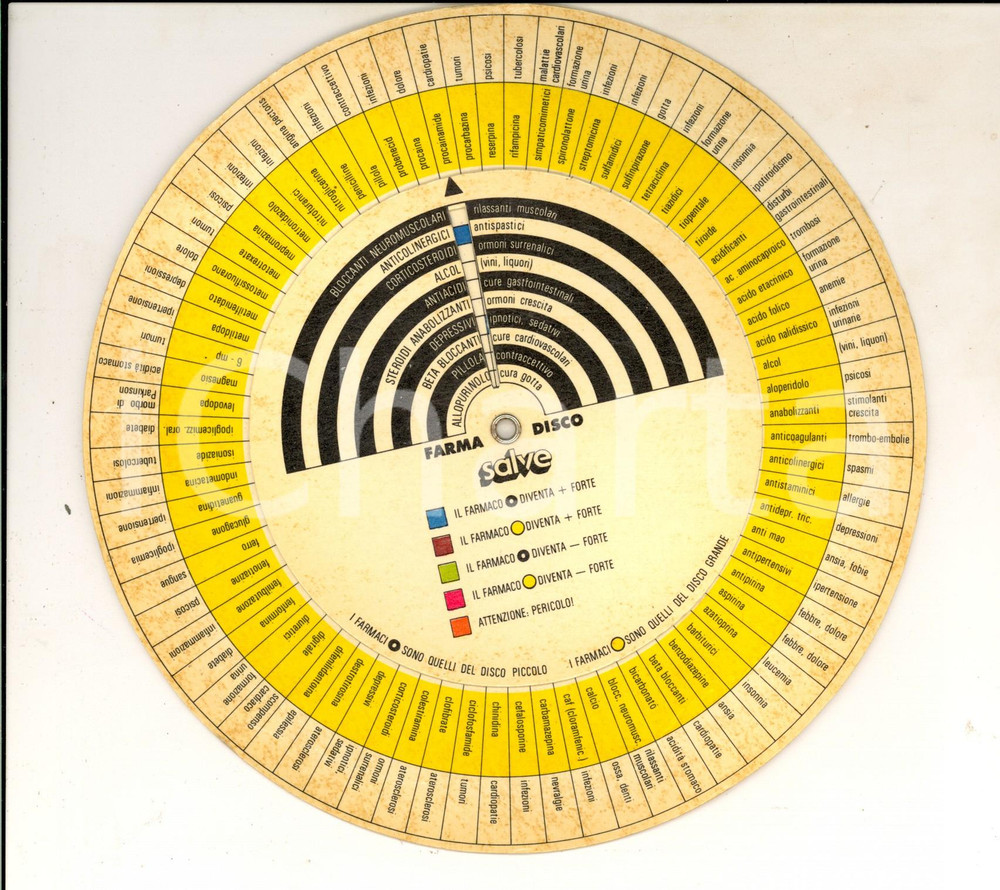 Materiale pubblicitario d’epoca 1970 ca FARMADISCO SALVE Disco pubblicitario farmaceutico 1
