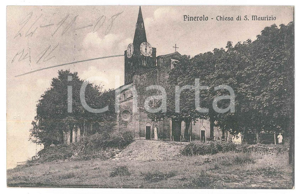1908 PINEROLO (TO) Chiesa di San Maurizio - Cartolina FP VG