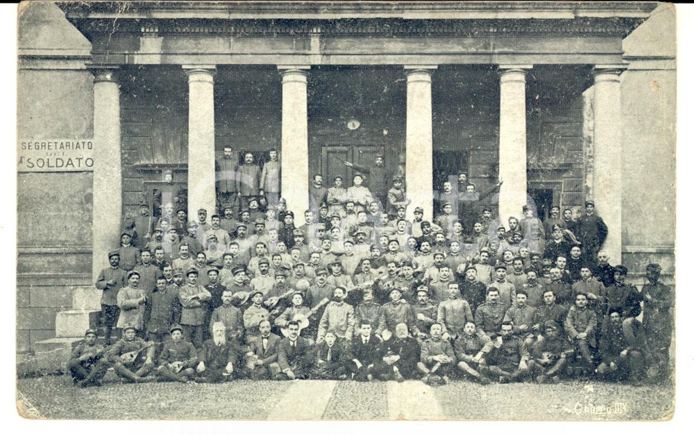 Cartolina originale da collezione 1915 ca MILANO via SFORZA - Segretariato del Soldato *Cartolina ANIMATA FP 1