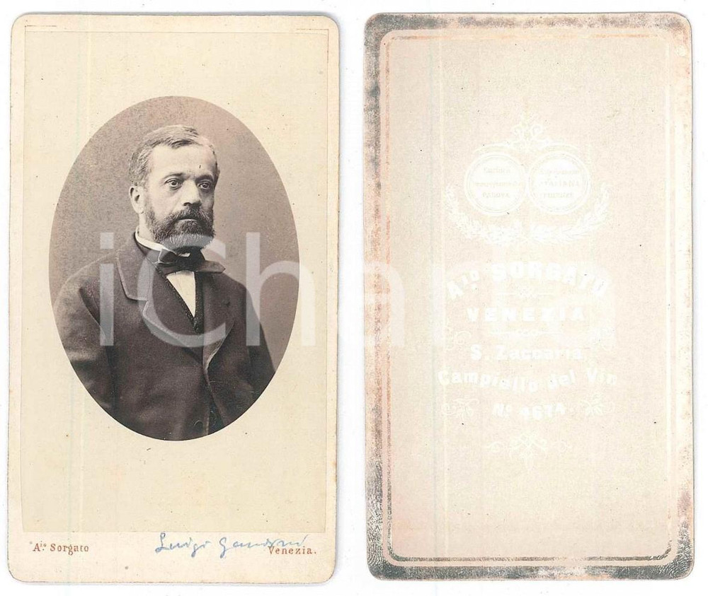 Fotografia d epoca originale 1870 ca MILANO Ritratto di Luigi GANDINI  Foto Antonio SORGATO CDV 1