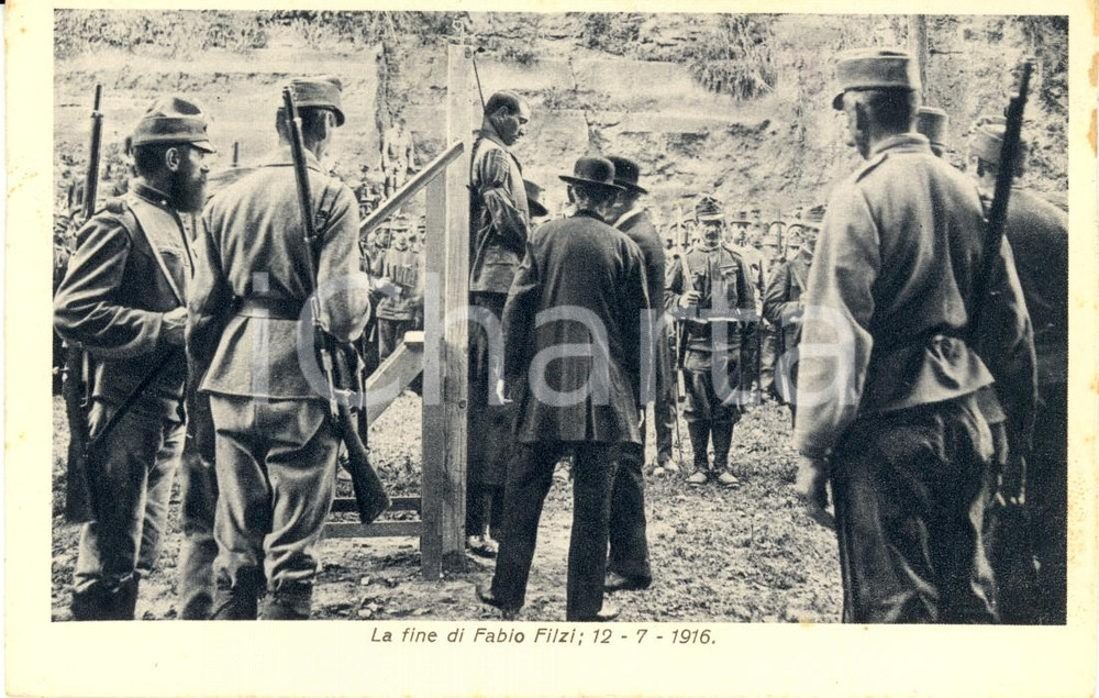 Cartolina originale da collezione 1930 ca La fine di FABIO FILZI per impiccagione Cartolina postale FP NV 1