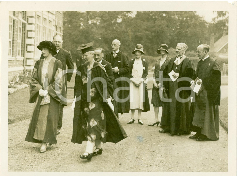Fotografia d epoca originale 1930 OXFORD UK Principessa Mary di HAREWOOD visita HEADINGTON SCHOOL for Girls 1