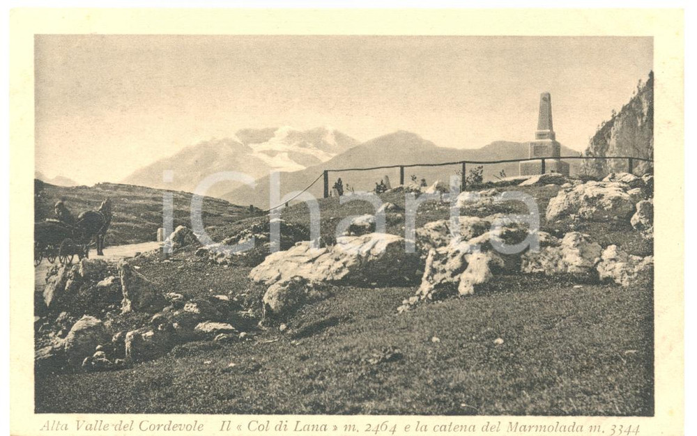 Cartolina originale da collezione 1930 ca COL DI LANA BL Panorama Alta Val CORDEVOLE e MARMOLADA ANIMATA FP NV 1
