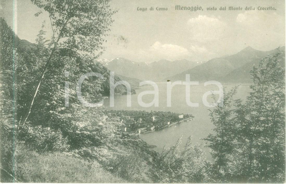 Cartolina originale da collezione 1928 MENAGGIO CO Panorama dal Monte della CROCETTA Cartolina FP VG 1