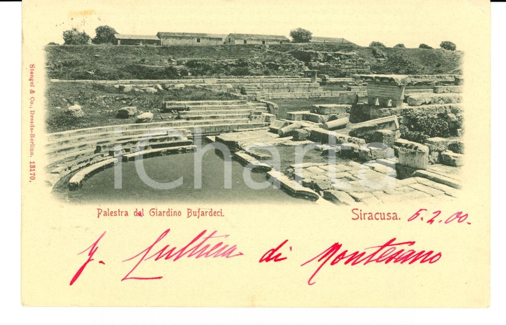 Autografo originale 1900 SIRACUSA Giardino BUFARDECI Autog. Gaetano CULTRERA DI MONTESANO FP VG 1