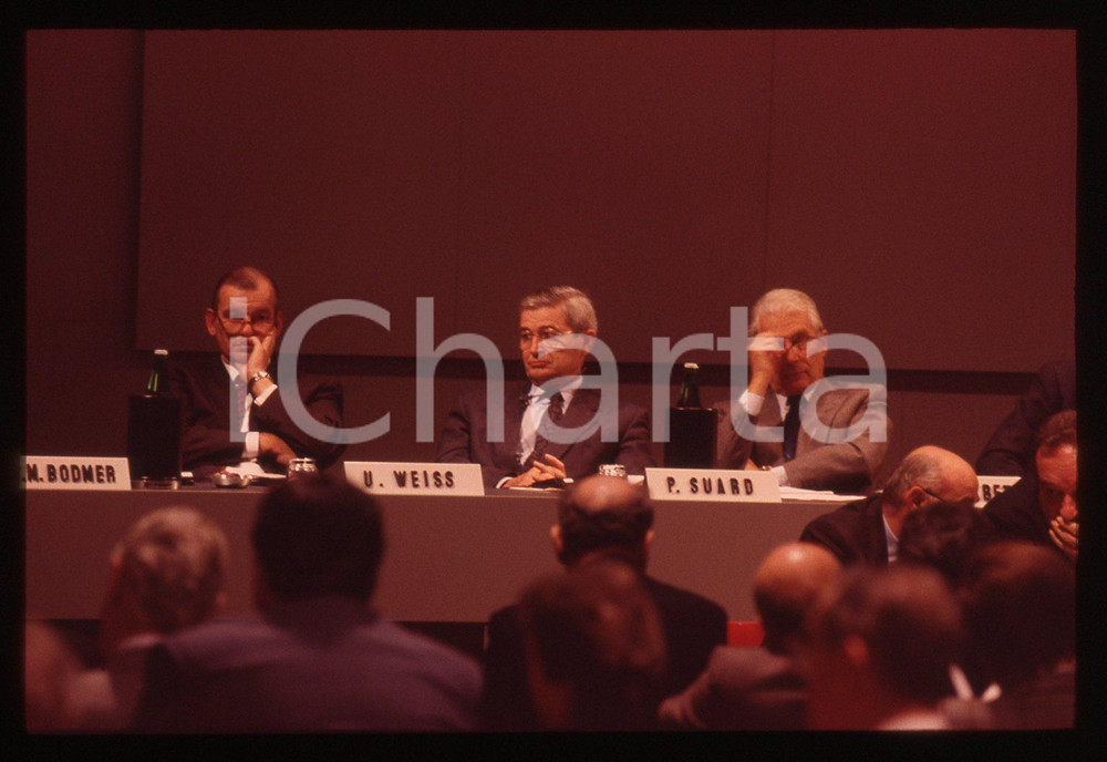 35mm vintage slide* 1995 ca TORINO Ulrich WEISS Pierre SUARD assemblea FIAT 2
