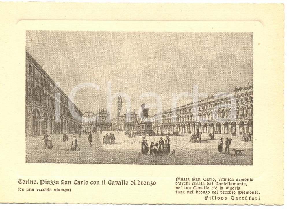 Cartolina originale da collezione 1960 ca TORINO Piazza San Carlo con il Cavallo di Bronzo *Cartolina FG NV 1