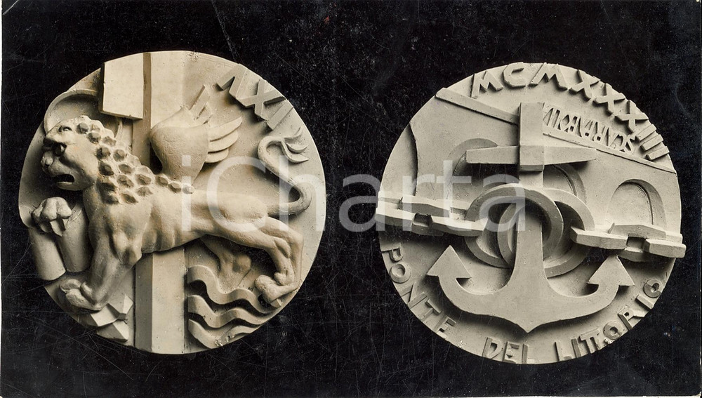 Fotografia d'epoca originale 1933 VENEZIA Fotografia a medaglia per PONTE LITTORIO 1