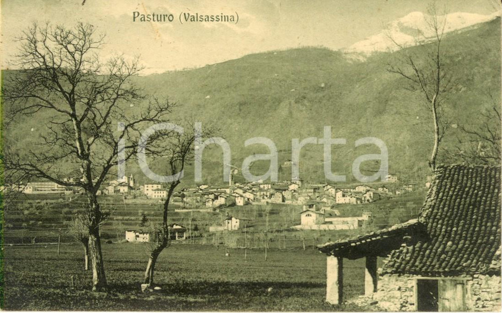 Cartolina originale da collezione 1922 PASTURO LC VALSASSINA Veduta del paese e della vallata Cartolina FP VG 1