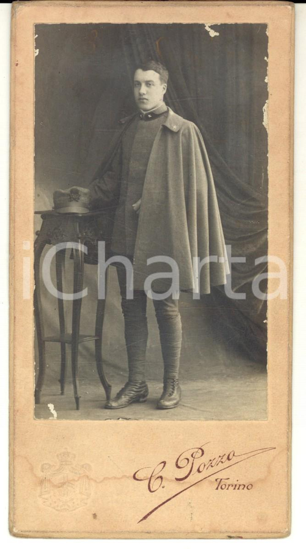 Fotografia d epoca originale 1920 ca TORINO Enrico BARBERIS in divisa 69Â° Reggimento Artiglieria Foto POZZO 1