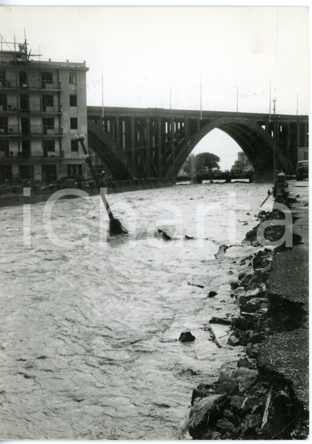 1961 RECCO Veduta della città in seguito a un violento nubifragio *Foto 13x18